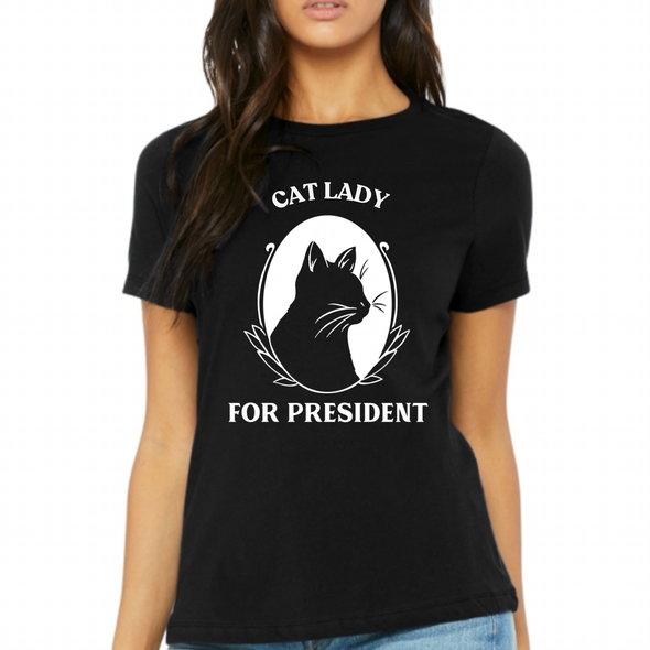 CAT LADY FOR PRESIDENT - UNISEX  - FULL AND POCKET PRINT