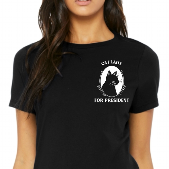 CAT LADY FOR PRESIDENT - WOMEN'S - POCKET PRINT