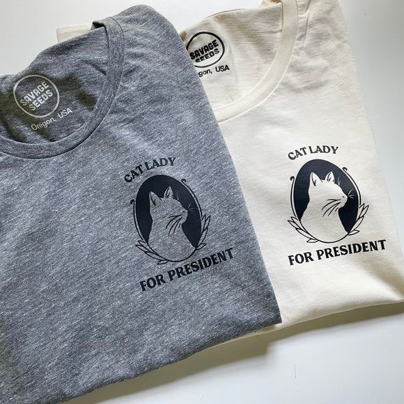 CAT LADY FOR PRESIDENT - WOMEN'S - POCKET PRINT