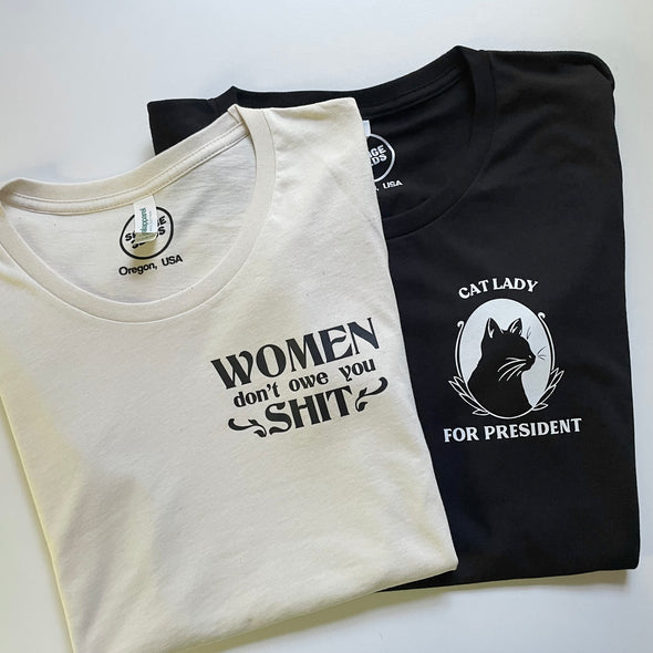 CAT LADY FOR PRESIDENT - WOMEN'S - POCKET PRINT