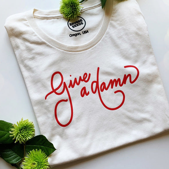 GIVE A DAMN - WOMEN'S - SCRIPT FONT - FULL AND POCKET PRINT